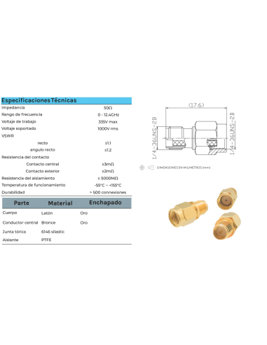 ADAPTADOR RSMA-MACHO/RSMA-HEMBRA