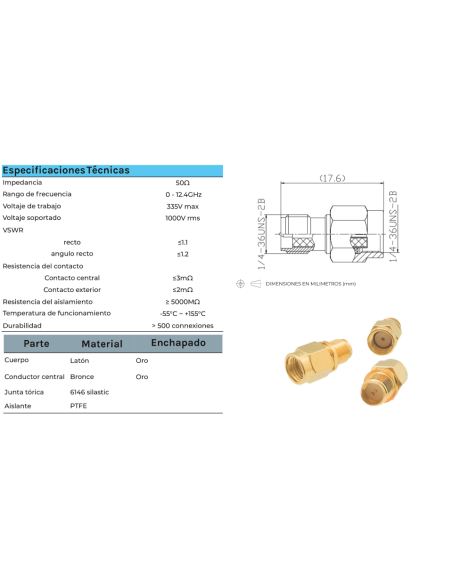 ADAPTADOR RSMA-MACHO/RSMA-HEMBRA