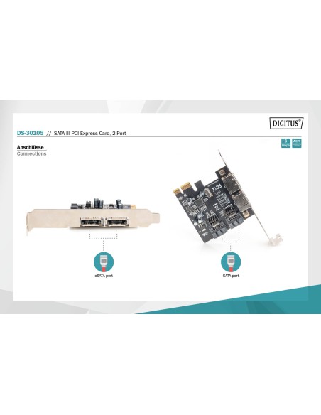 Tarjeta PCI Express SATA III, 2 puertos