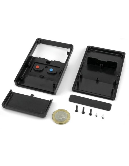 CAJA PLASTICO ABS NEGRA 90X60X22mm CON 2 BOTONES