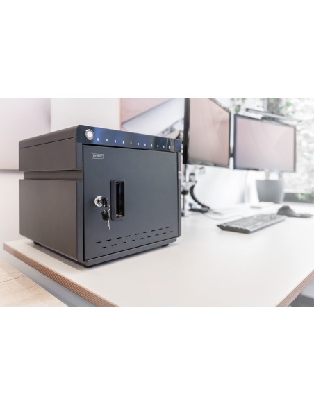 Armario de carga móvil, versión de sobremesa, UV-C, USB-C 10 estaciones de carga, 14", negro