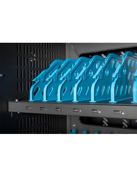 Armario de carga móvil, UV-C, sincronización de datos 30 estaciones de carga, 15,6", negro