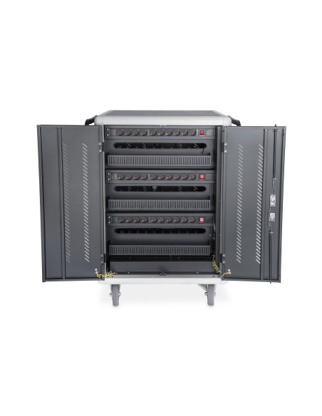 Armario de carga móvil, UV-C, sincronización de datos 30 estaciones de carga, 15,6", negro