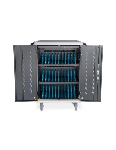 Armario de carga móvil, UV-C, sincronización de datos 30 estaciones de carga, 15,6", negro