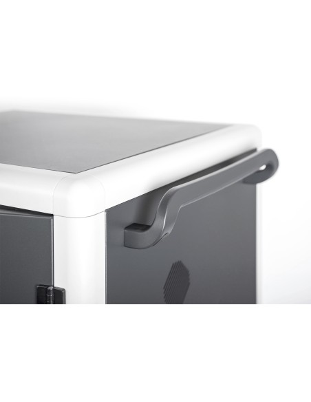 Armario de carga móvil, 30 estaciones de carga, negro 1100 x 700 x 650 mm, incl. USB, PDU, ventilador