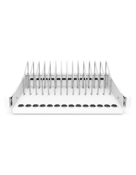 Estante extensible para tabletas, ordenadores portátiles, smartphones. 175x483x340 mm, gris (RAL 7035)