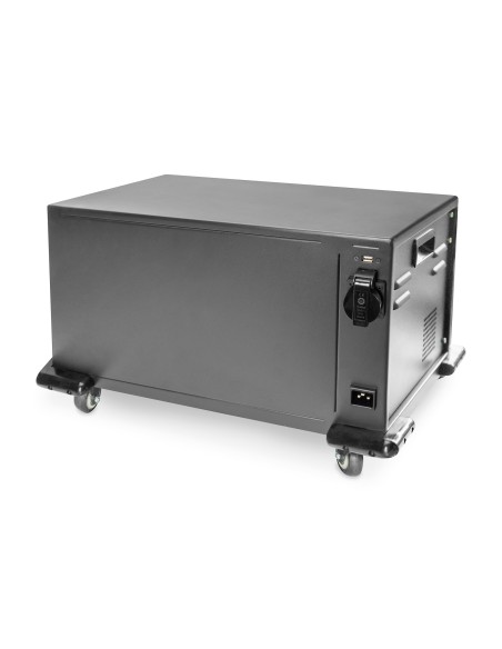 Armario de carga móvil, 16 estaciones de carga, 14", negro 384 x 550 x 375 mm, incl. USB, ventilador