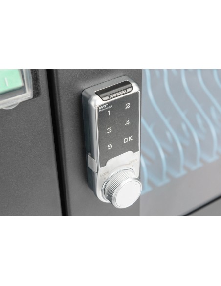 Armario de carga móvil, 16 estaciones de carga, 14", negro 384 x 550 x 375 mm, incl. USB, ventilador