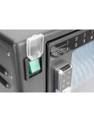 Armario de carga móvil, 16 estaciones de carga, 14", negro 384 x 550 x 375 mm, incl. USB, ventilador