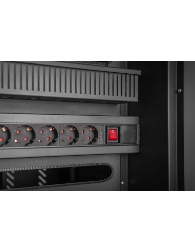 Armario de carga móvil, 30 estaciones de carga, negro 1100 x 700 x 650 mm, incl. USB, PDU, ventilador