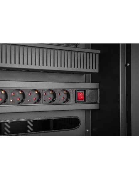 Armario de carga móvil, 30 estaciones de carga, negro 1100 x 700 x 650 mm, incl. USB, PDU, ventilador