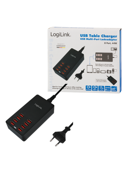 Cargador de mesa USB 8x 44W