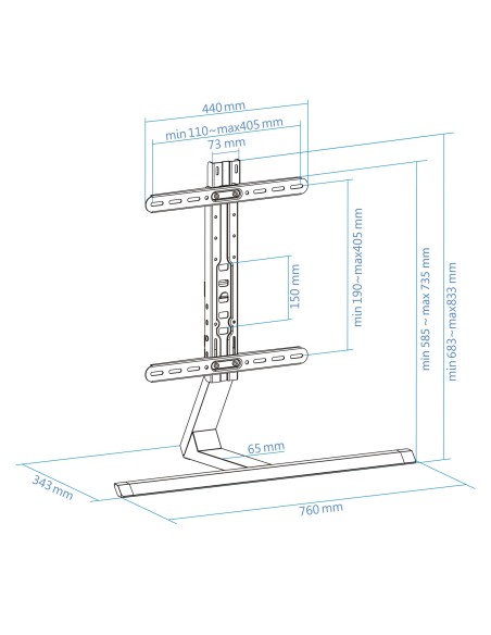 Soporte de mesa de aluminio para pantallas 32"-65"