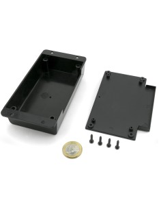 CAJA DE PARED ABS NEGRA 133x78x30mm CON ALETAS 2