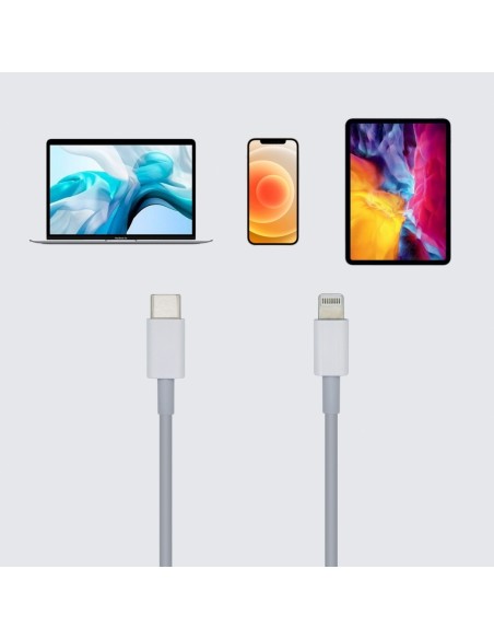 Cable LIGHTNING a USB-C USB 2.0 LIGHTNING/M-USB-C/M Blanco 1mts