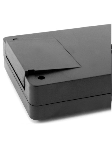 CAJA PLASTICO ABS NEGRA 144X90X30mm CON PORTAPILAS & TORNILLOS