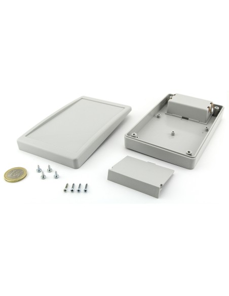 CAJA PLASTICO ABS BLANCA 144X90X30mm CON PORTAPILAS & TORNILLOS