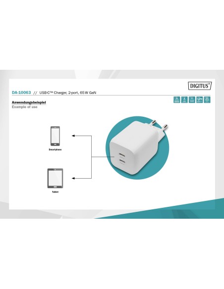 Cargador USB-C, 2 puertos