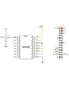 CONVERSOR (ADC) ANALOGICO-DIGITAL 10 BITS DE RESOLUCION & 8 CANALES COMPATIBLE CON Raspberry Pi O SIMILAR 2