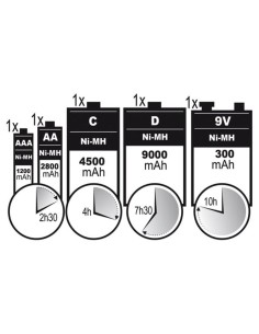 CARGADOR-DESCARGADOR RAPIDO UNIVERSAL AA-AAA-C-D & 9V 2