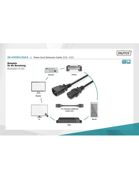 CABLE ALIMENTACIÓN M/H 1.80MT C13-C14 10A