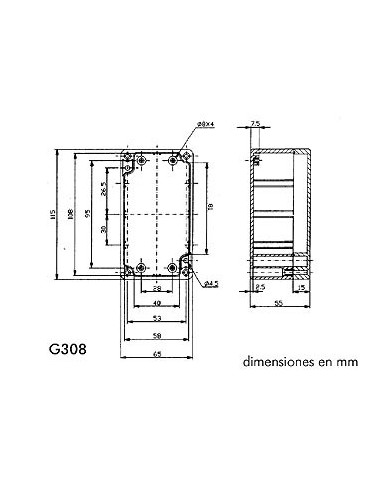 CAJA ESTANCA ABS 115X65X55mm