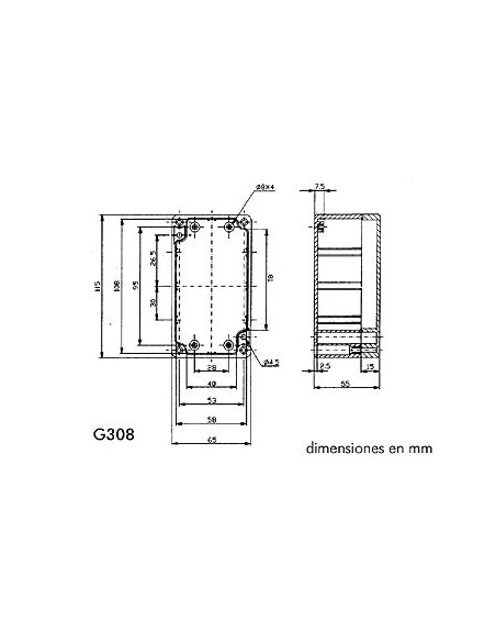 CAJA ESTANCA ABS 115X65X55mm