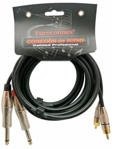 CABLE  2-RCA MACHO -- 2 JACK MONO 6.35mm 3MT.