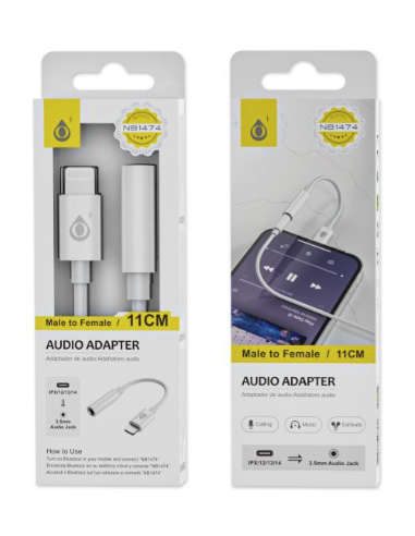 Adaptador Lightning macho a Jack stereo 3.5mm hembra