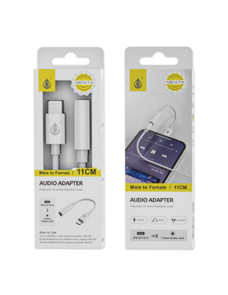 Adaptador Lightning macho a Jack stereo 3.5mm hembra