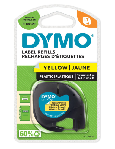 CINTA DYMO PLASTICO AMARILLO