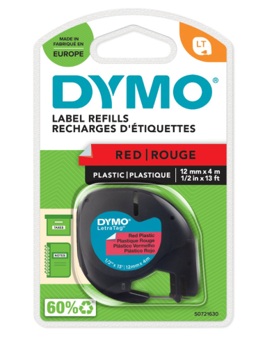 CINTA DYMO PLASTICO ROJA