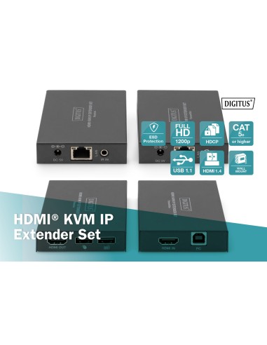 Extensor kit HDMI KVM IP,150MTS 1080P