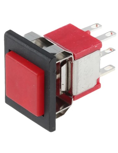 PULSADOR CONMUTADOR DPDT 2 CIRCUITOS CONMUTADOS  MOM TECLA ROJA