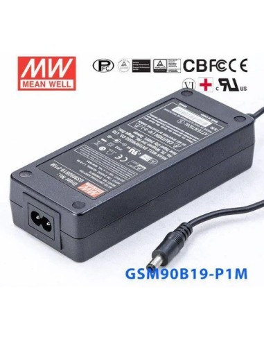 ALIMENTADOR MEANWELL 19V 90W 4.75A  JACK 5.5X2.5mm