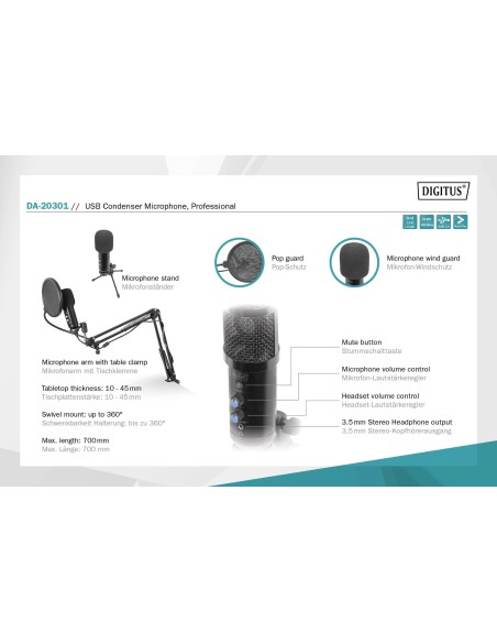 Micrófono condensador USB, profesional