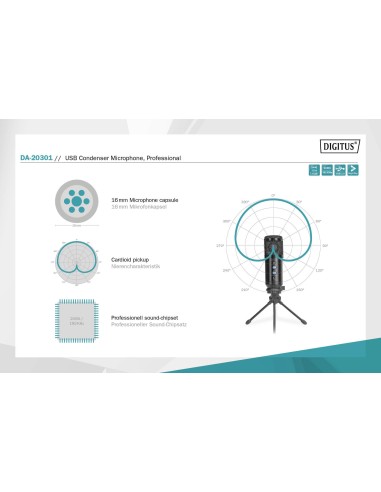 Micrófono condensador USB, profesional