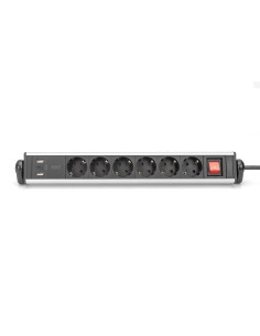 Regleta 6 enchufes con 2 USB-A + 1 USB-C 2