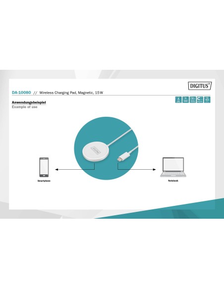 Almohadilla de carga inalámbrica, magnética, 15W