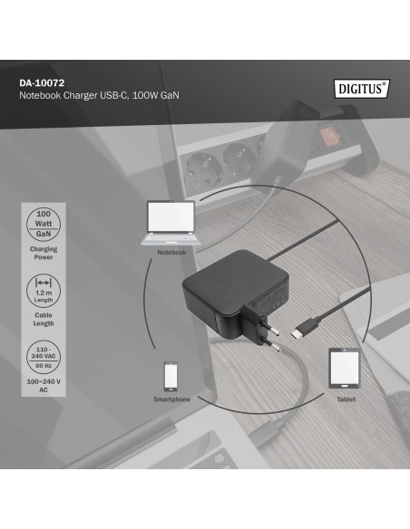 Cargador USB-C para ordenador portátil, 100W