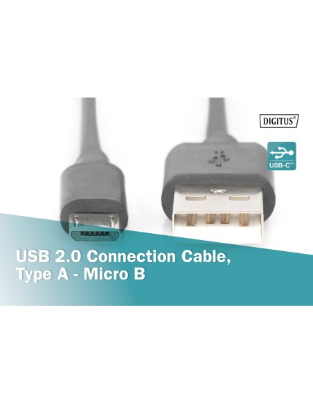 Cable 3mts USB-A / Micro USB 2.0 negro