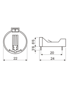 PORTAPILAS  PCB 20MM CR2016 CR2032 CR2025 2