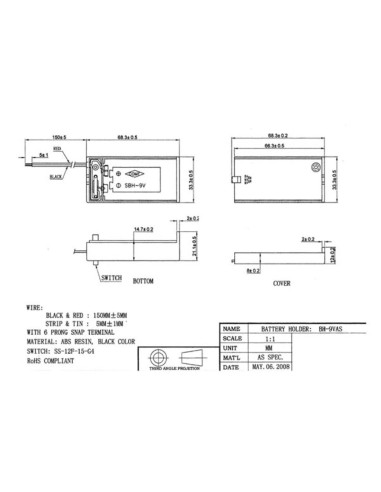 PORTAPILAS PILA 9V CON TAPA