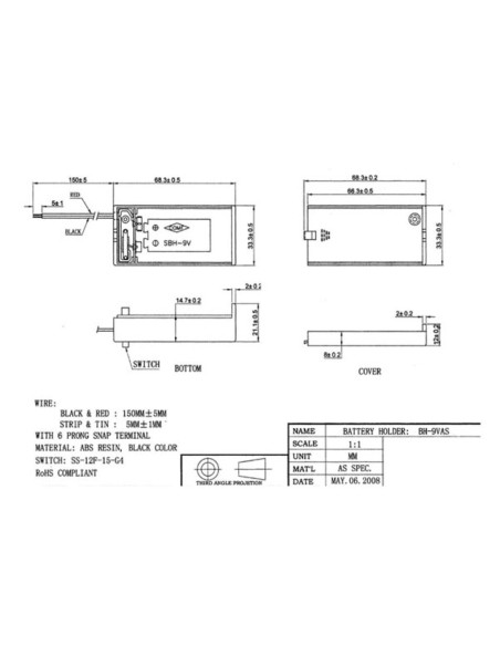 PORTAPILAS PILA 9V CON TAPA