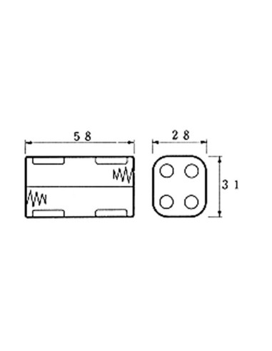PORTAPILAS PARA 4 PILAS AA (CON TERMINALES CLIP)
