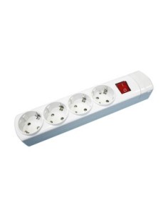 Base múltiple para pared con interruptor de 4 tomas de policarbonato