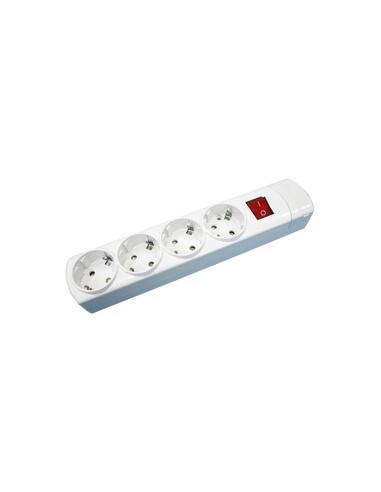 Base múltiple para pared con interruptor de 4 tomas de policarbonato