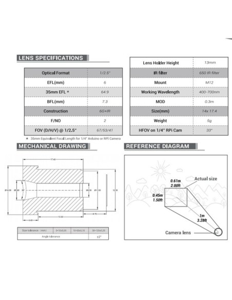 LENTE 6MM MONTURA M12