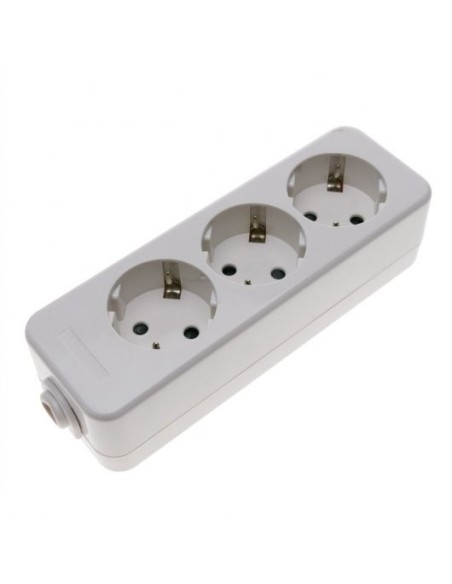 Base múltiple para pared con 3 tomas de policarbonato