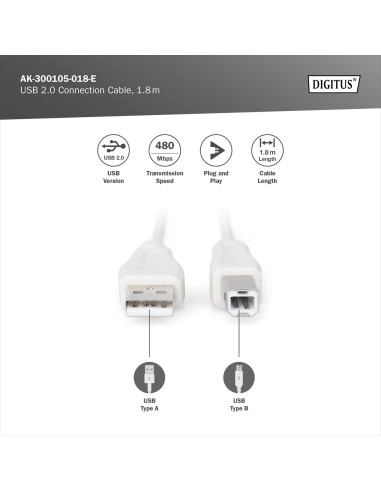 CABLE USB 2.0 A-B M/M 2MTS.
